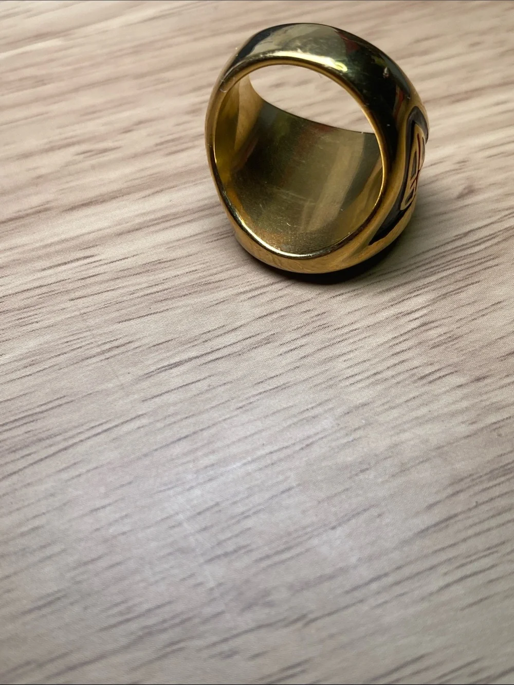 Men Stainless Steel Shield Ring with Red Cross